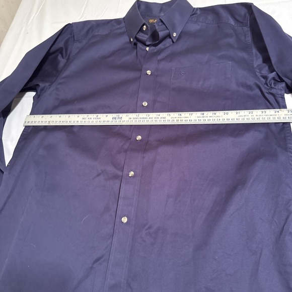 SHIRT Ariat  MENS LARGE Casual Western NAVY Long Sleeve Button Up - Picture 6 of 9